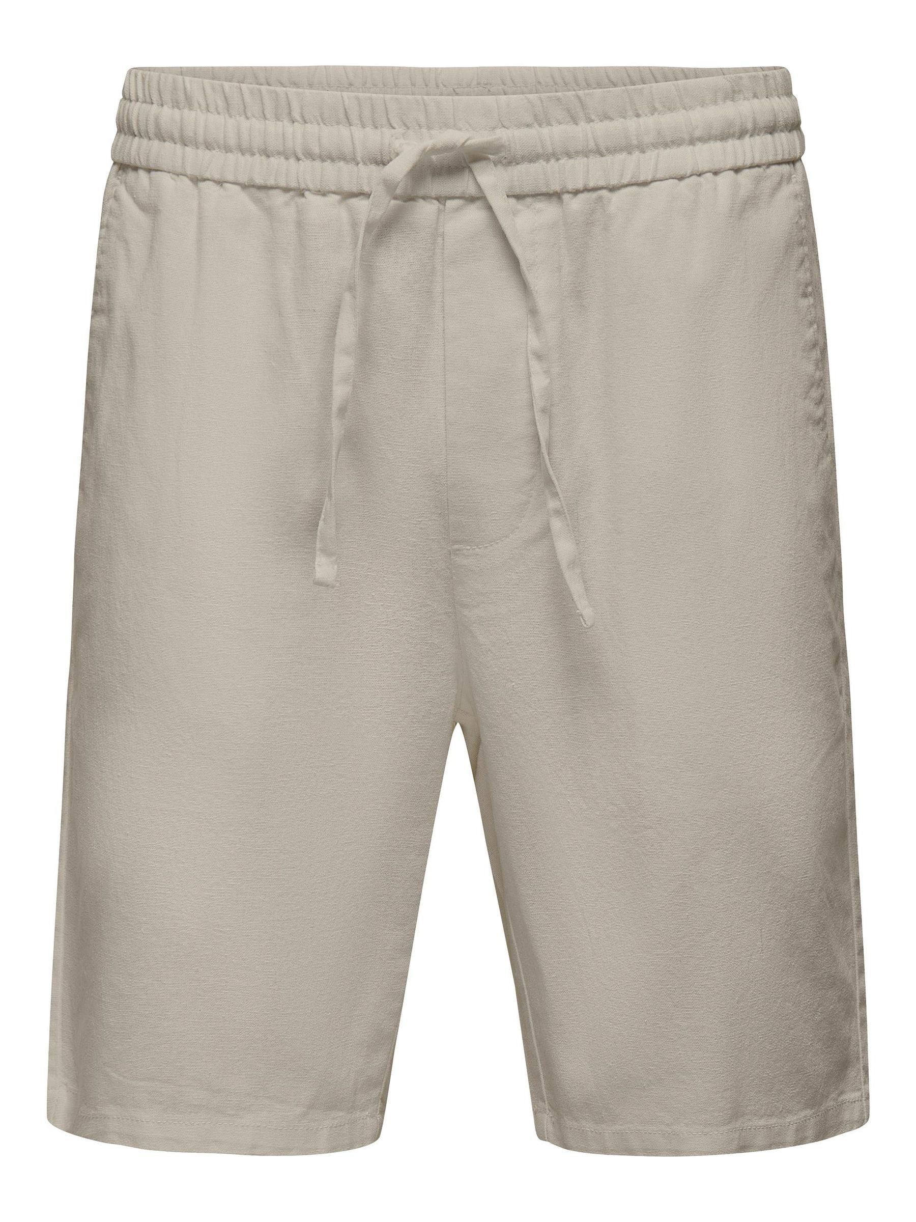 ONLY & SONS Chinoshorts Leichte Stoff ONSLINUS für Herren Baumwolle, Leinen Loose Fit Einfarbig elastisch Kordelzug