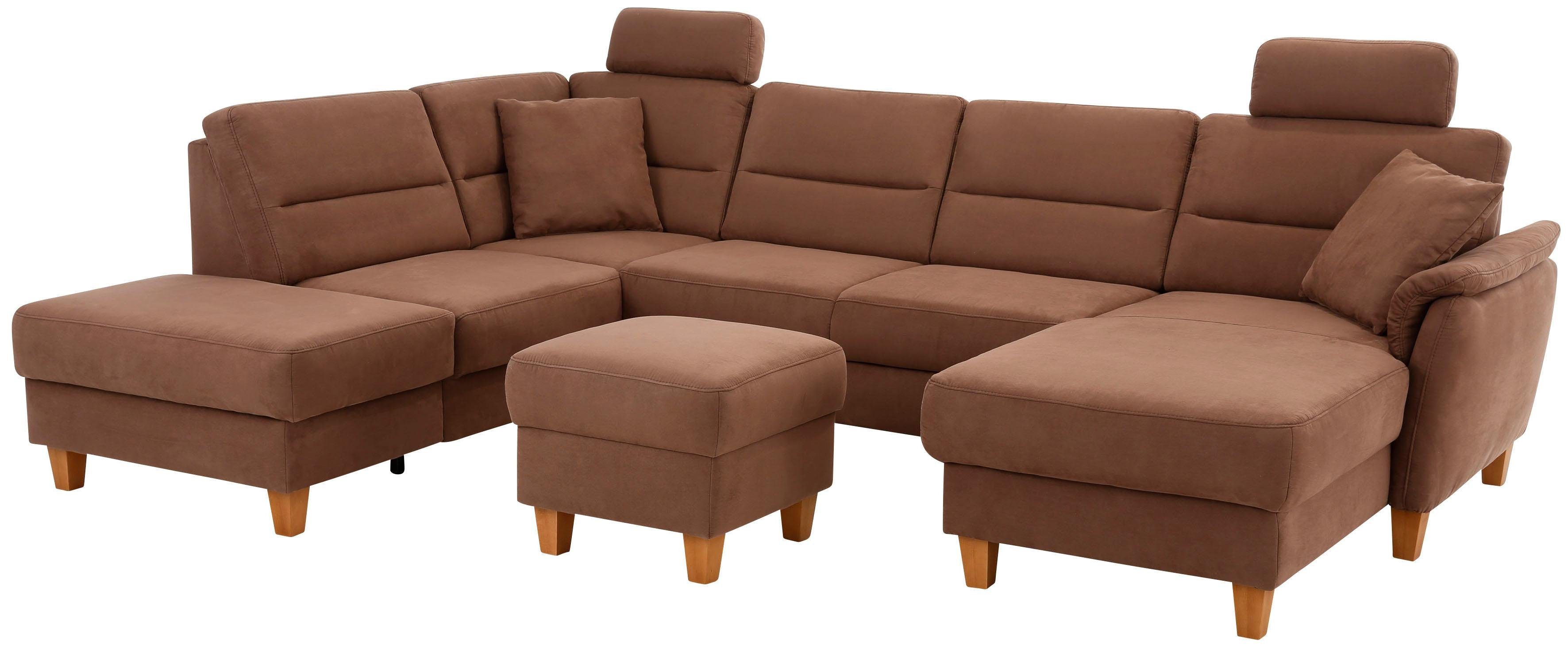 Home affaire Wohnlandschaft Palmera U-Form, B: 308 cm, optional Schlaffunktion & Bettkasten, Federkern