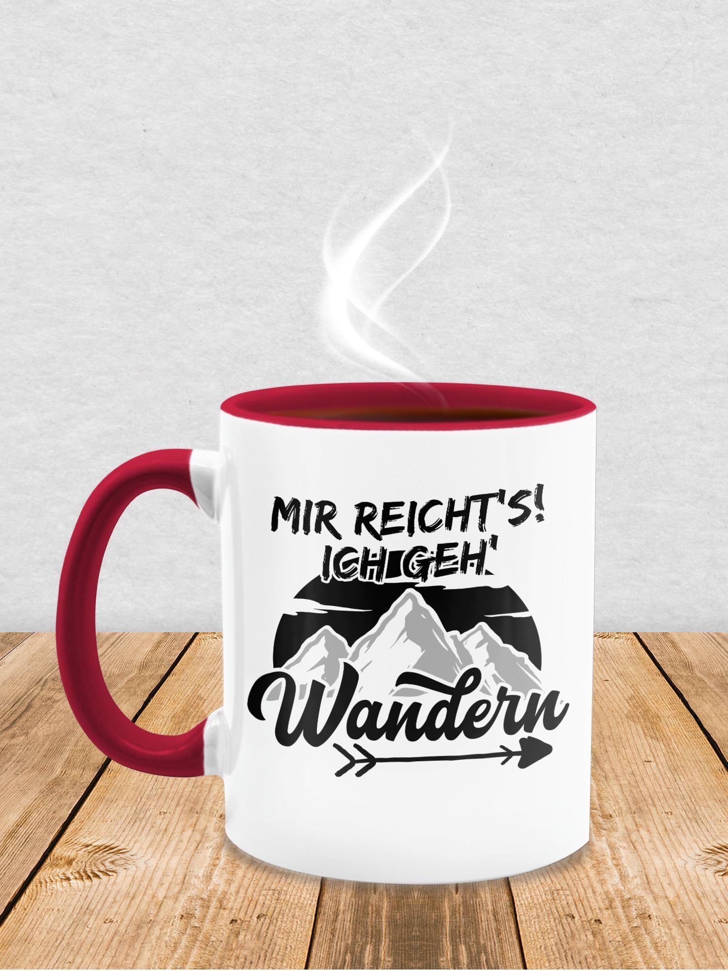 Shirtracer - reicht's Mir schwarz, 3 Bordeauxrot Tasse Hobby Pfeil ich wandern - Keramik, Kaffeetasse Geschenk geh