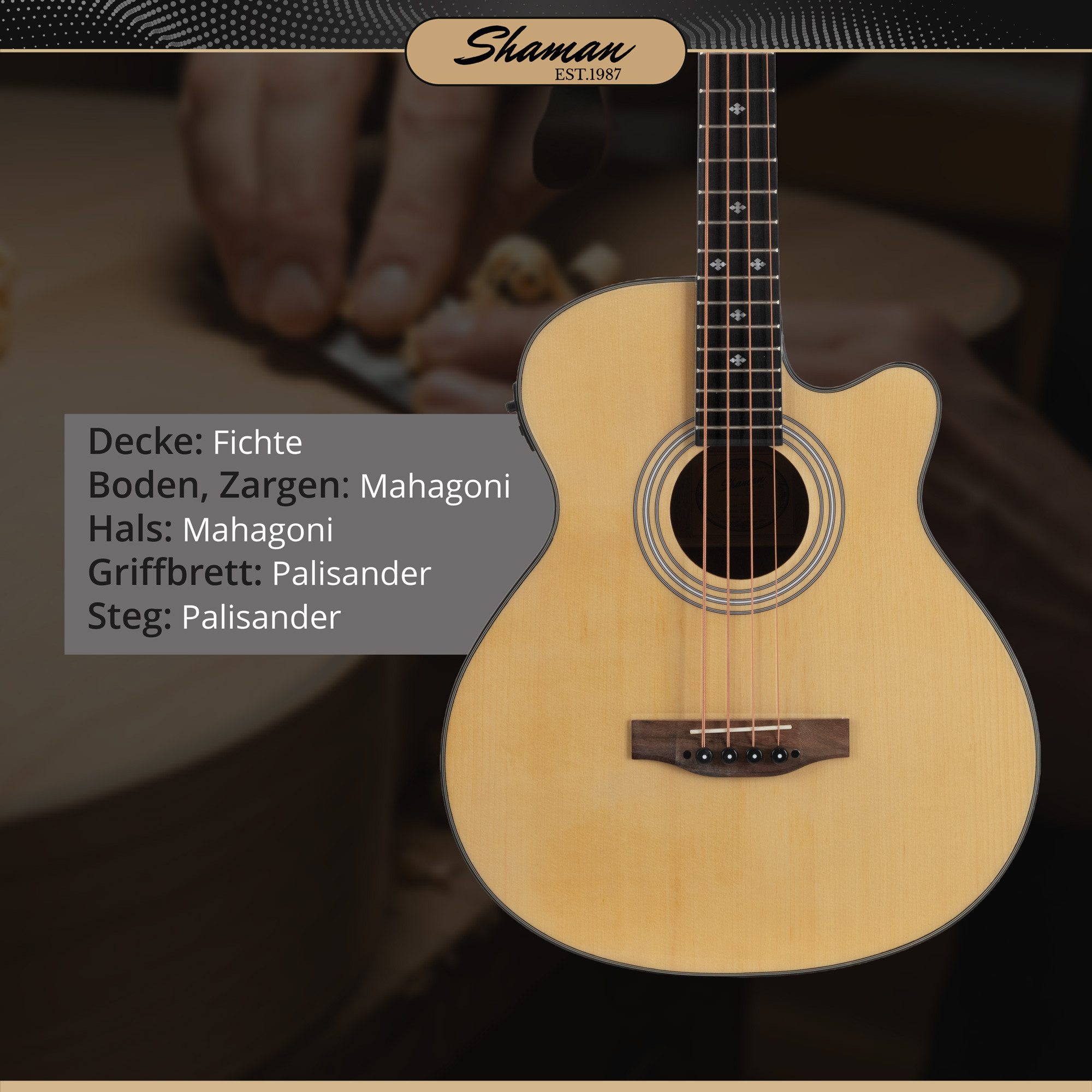 Shaman Akustik-Bass Shaman AB4-50CE-NT Akustik Bass Natur