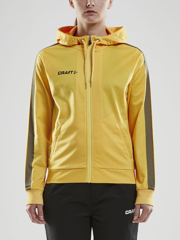 Craft Kapuzenpullover Kapuzenjacke Hoodie Fullzip Pro Control gelb/schwaz Damen