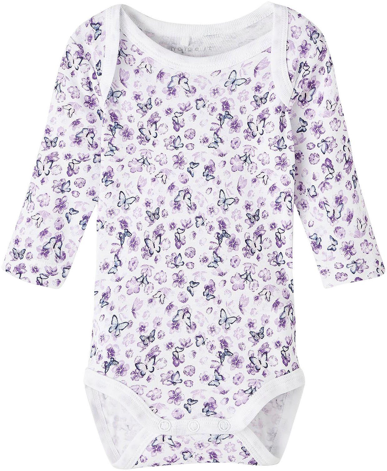 Name (Packung, NOOS LS FLOWER Langarmbody NBFBODY 3P It 3-tlg) PURPLE