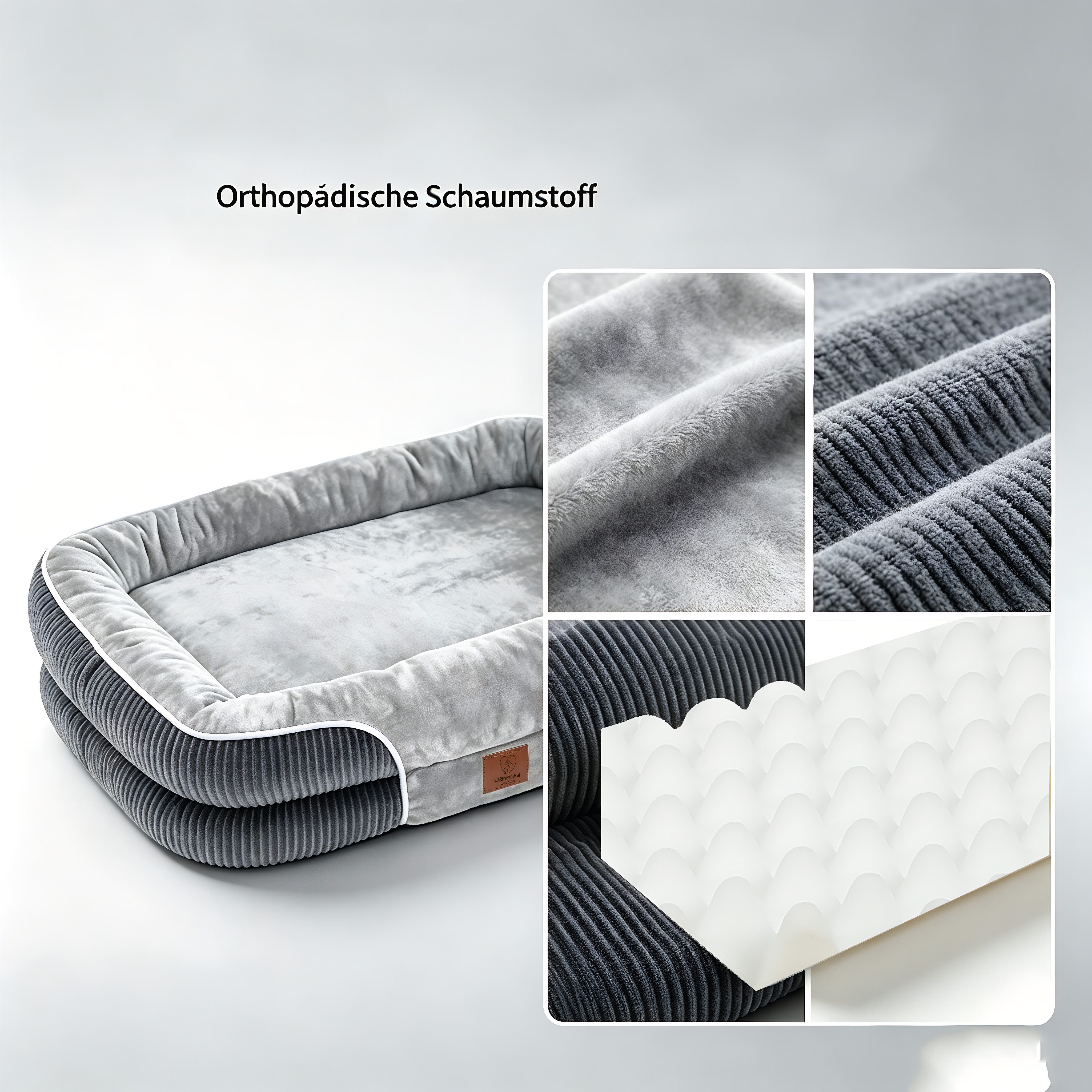 Warenhammer Hundebett Orthopädisches Premium Hundebett, flauschig weich, Abnehmbar,Waschbar, Flockenfüllung für eine stützende Umrandung, verschiedene Größen – Bild 4 von 5