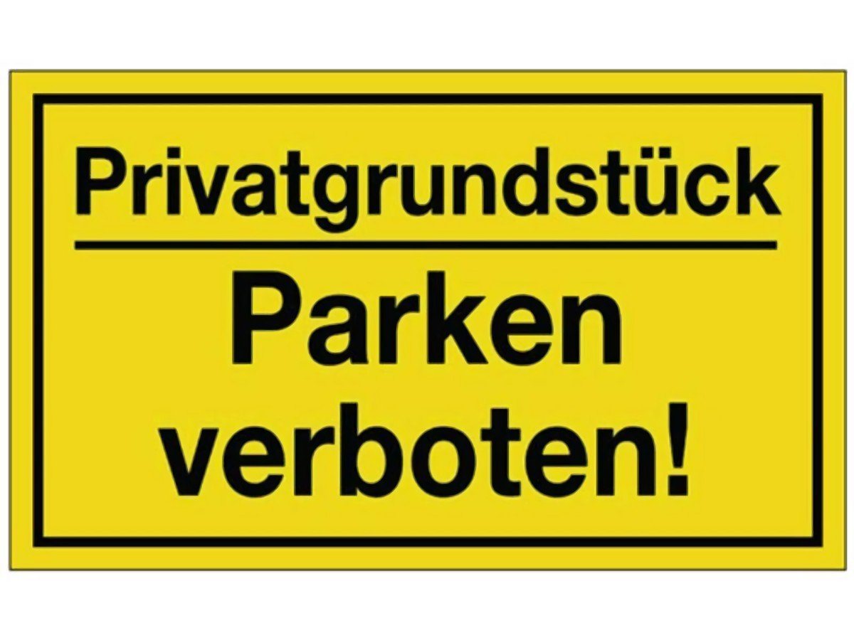 PROMAT Hinweisschild Hinweiszeichen Privatgrundstück/Parken verboten! L250xB150 mm gelb sc