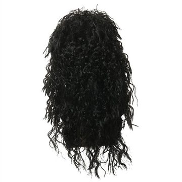 Rouemi Kostüm-Perücke Halloween Punk Perücken, Männer lange schwarze Haare Cosplay Kostüme