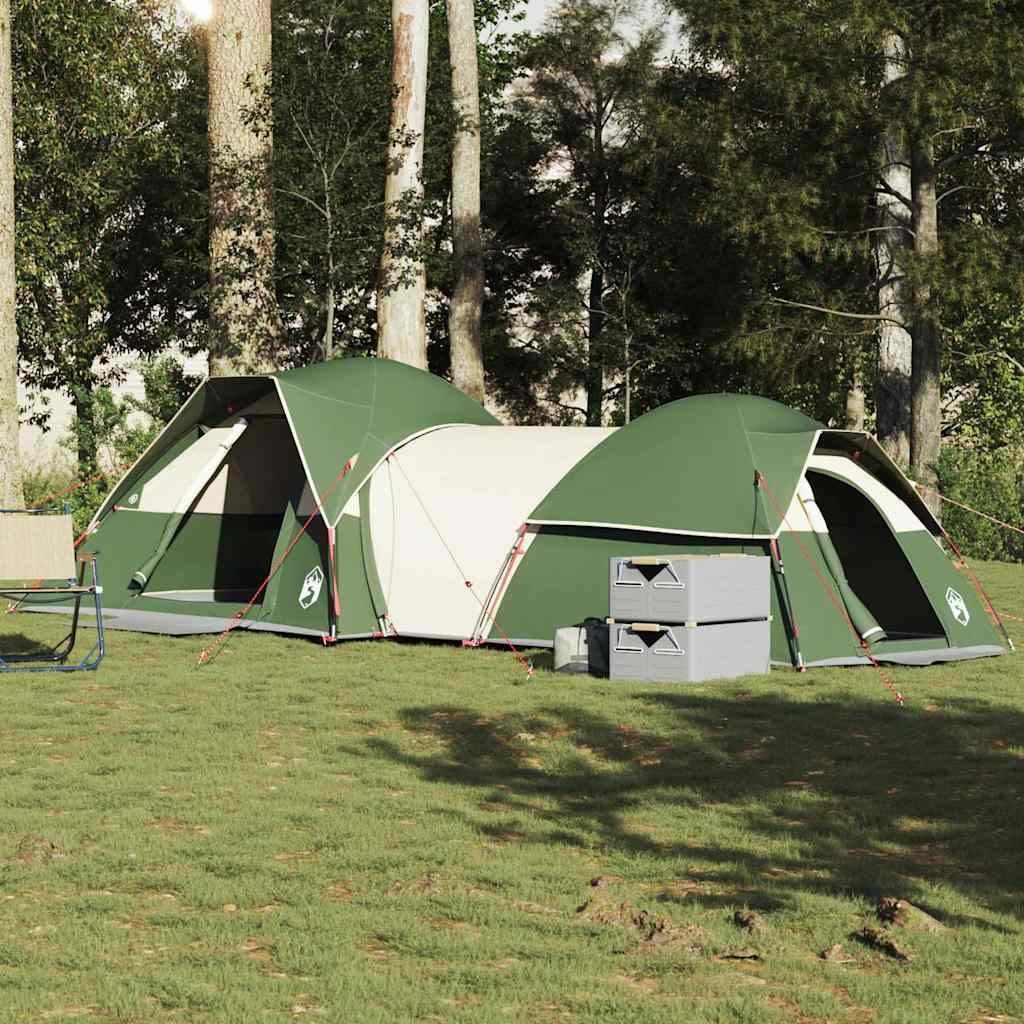 furnicato Faltzelt Campingzelt Doppelzelt 287x280x158 cm Grün, (1 tlg), Wetterfestes Familienzelt mit E-Anschluss und zwei Schlafkabinen