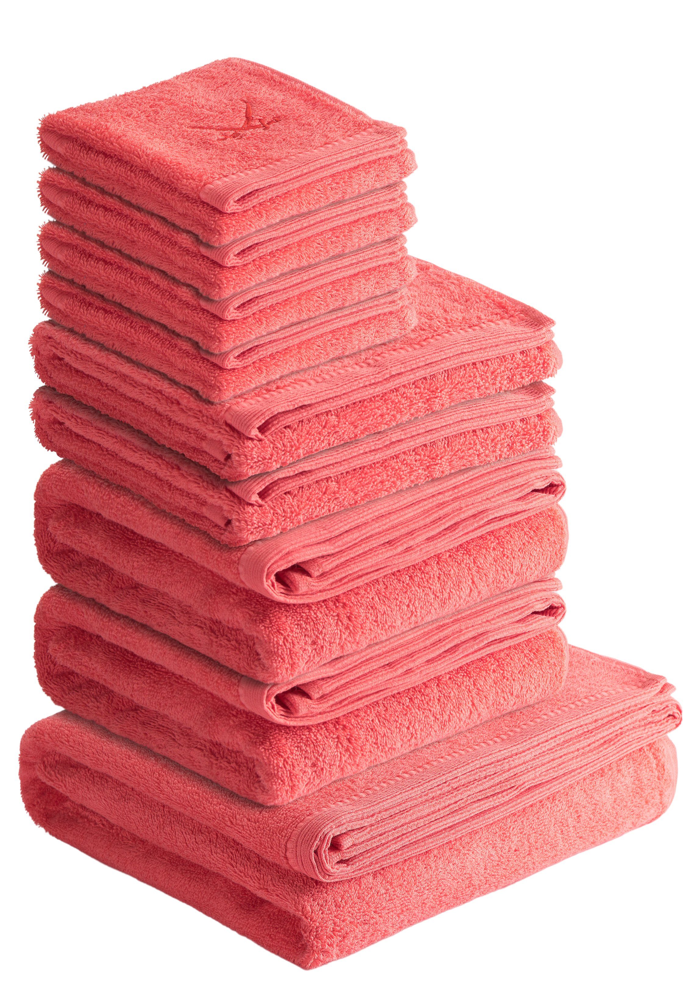 Sansibar Sylt Handtuch Set Sansibar Sylt Handtuch Set Frottier-Serie Classic Nr. 6 (Set, 9-tlg), (Set), mit hochwertiger Ton-in-Ton Säbelstickerei