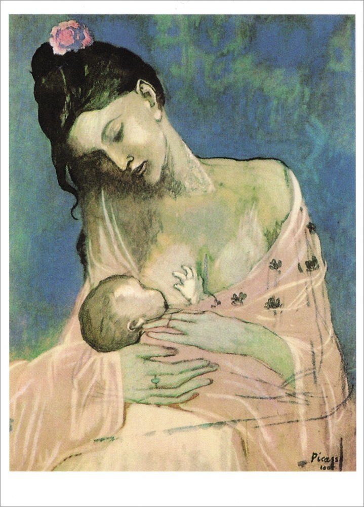 Postkarte Kunstkarte Pablo Picasso "Mutter und Kind"