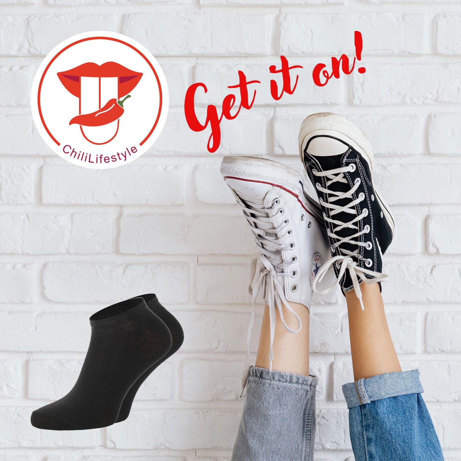 Chili Lifestyle Sneakersocken Basicsocken Ankle aus Baumwolle in schwarz für Damen und Herren (Multipack, 8-Paar, ein Design) Weichbund ohne Gummidruck