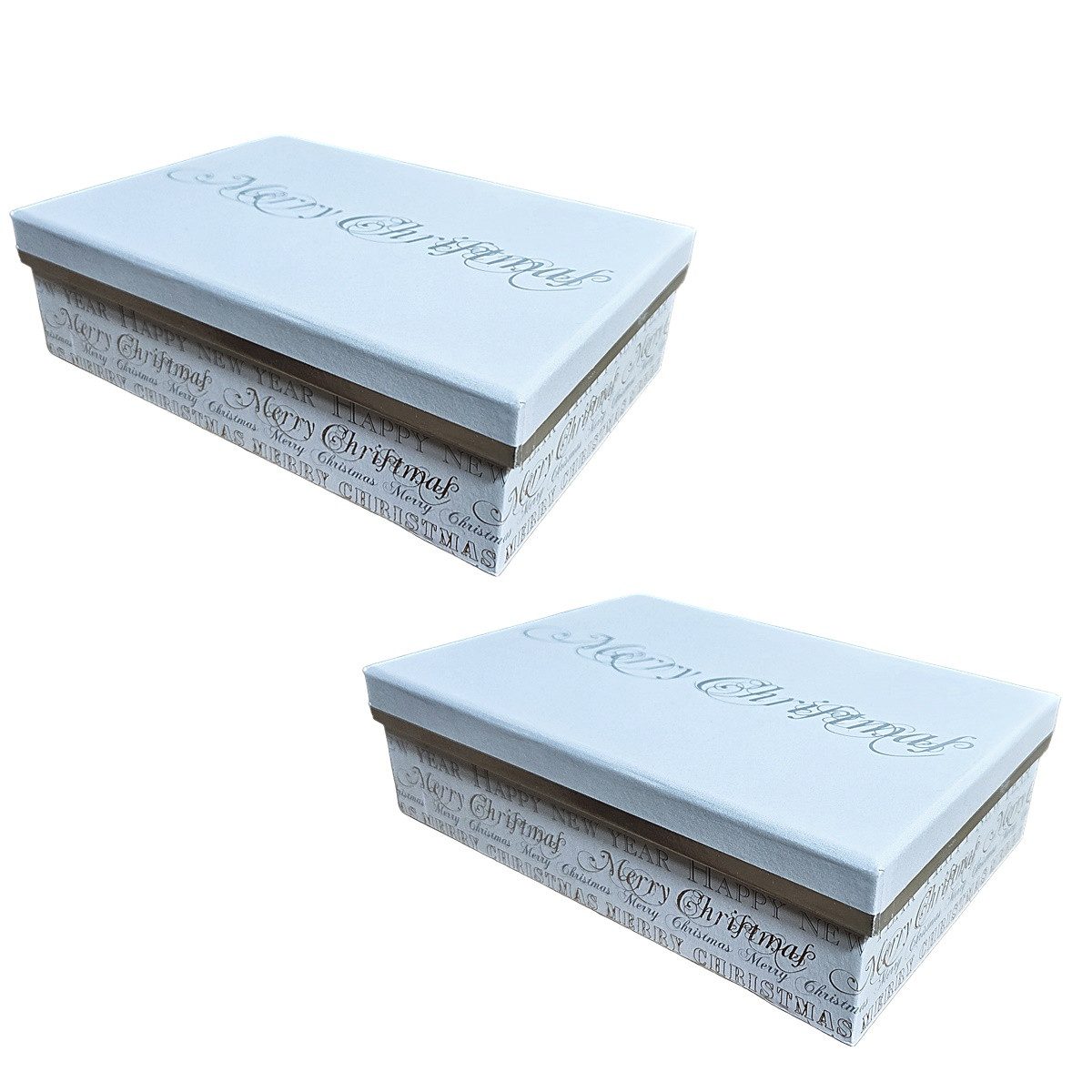 bsb-obpacher Geschenkbox 2 schimmernde Geschenkboxen MERRY CHRISTMAS/HAPPY NEW YEAR (2 St)