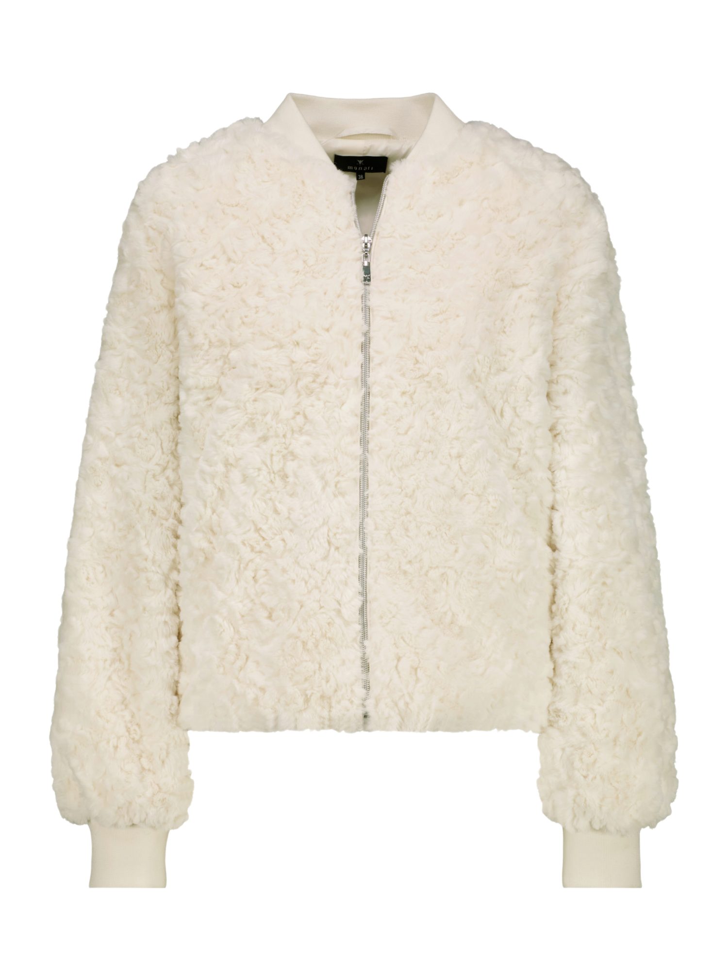 Monari Kurzjacke weiß,Casual,Polyester,Unifarben,Rundhals,Langarm,Regular Fit