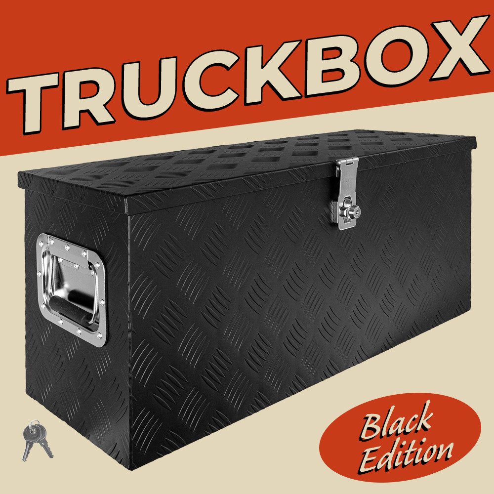 Trucky Anhänger-Deichselbox Deichselbox Werkzeugkasten Truckbox Alu Box Transportbox D080 Schwarz