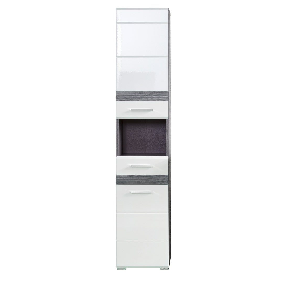 ebuy24 Badezimmer-Set SetOne Bad Hochschrank 2 Türen, 1 Schublade, 1 Off,  Hochwertiges Qualitätsprodukt