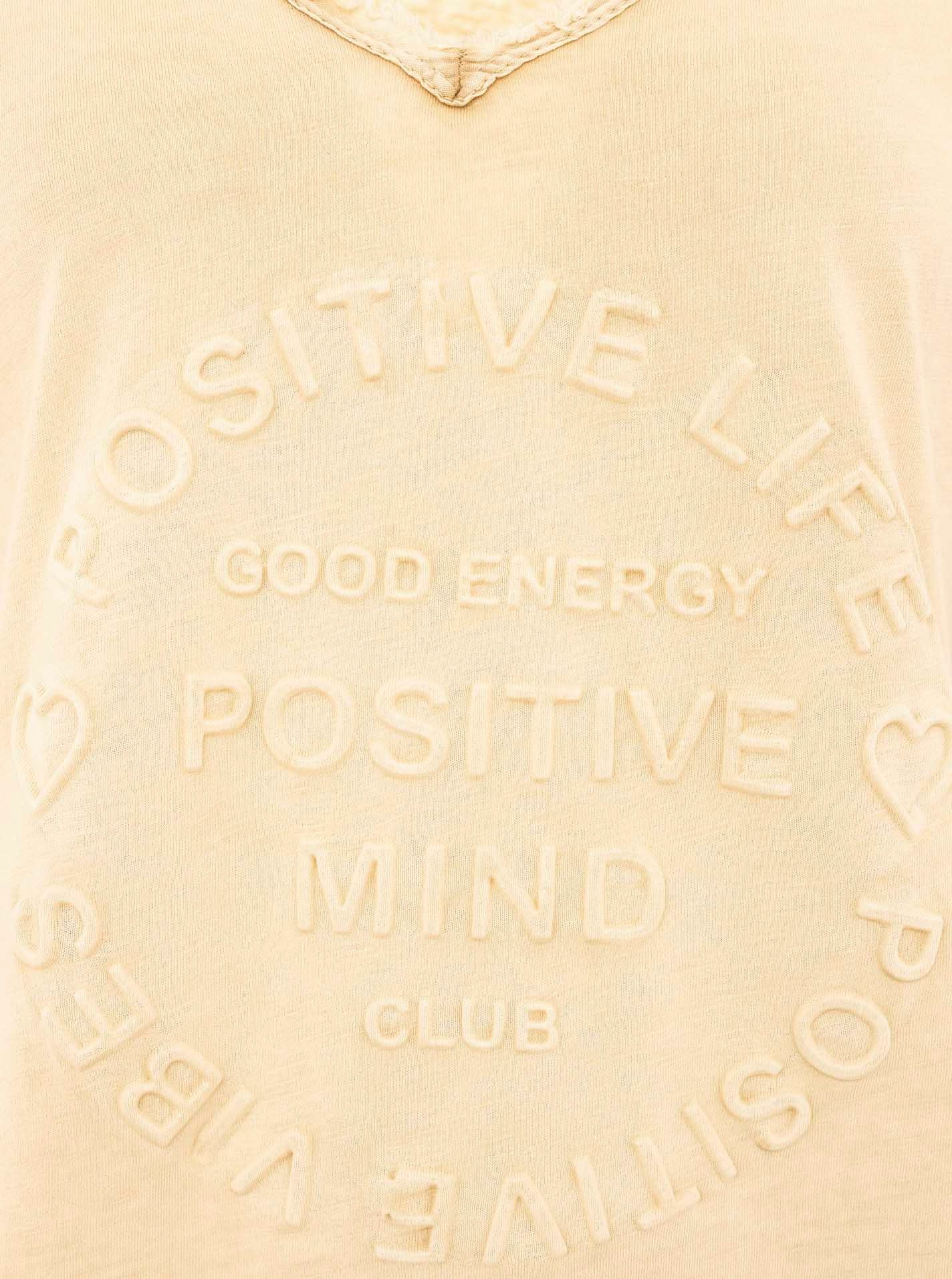 Zwillingsherz T-Shirt "Positive Mind" V-Ausschnitt, Kurzarm, Used-Look, Baumwolle, ausgefranste Kanten – Bild 5 von 5