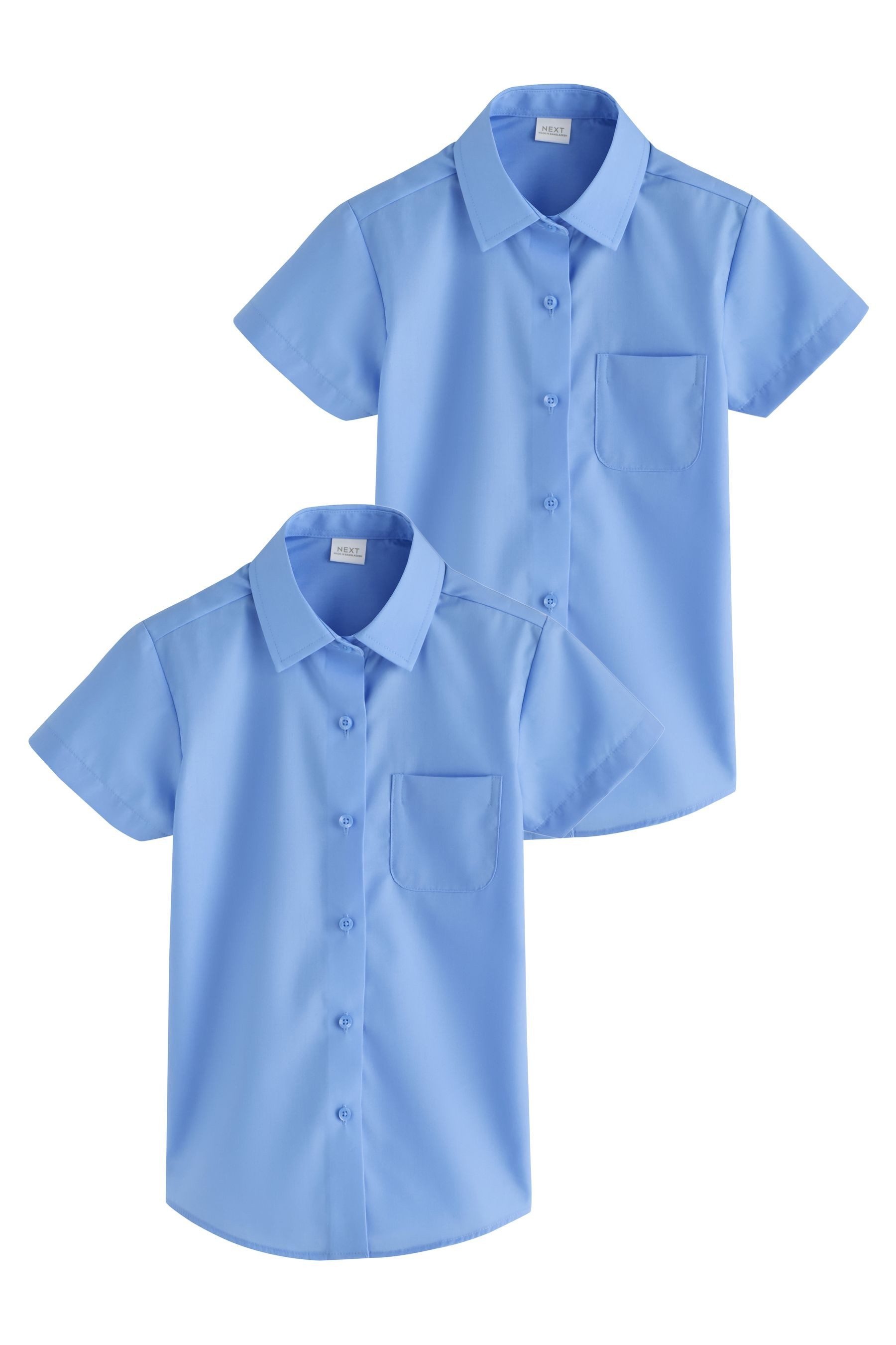 Next Langarmbluse 2er-Pack Regular Fit Kurzarm-Hemden für die Schule (2-tlg)