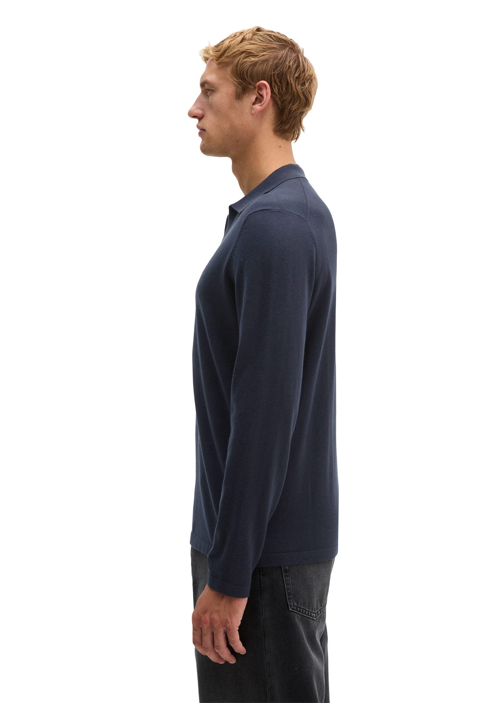 Marc O'Polo Langarm-Poloshirt aus Bio-Baumwoll-Kaschmir-Mix