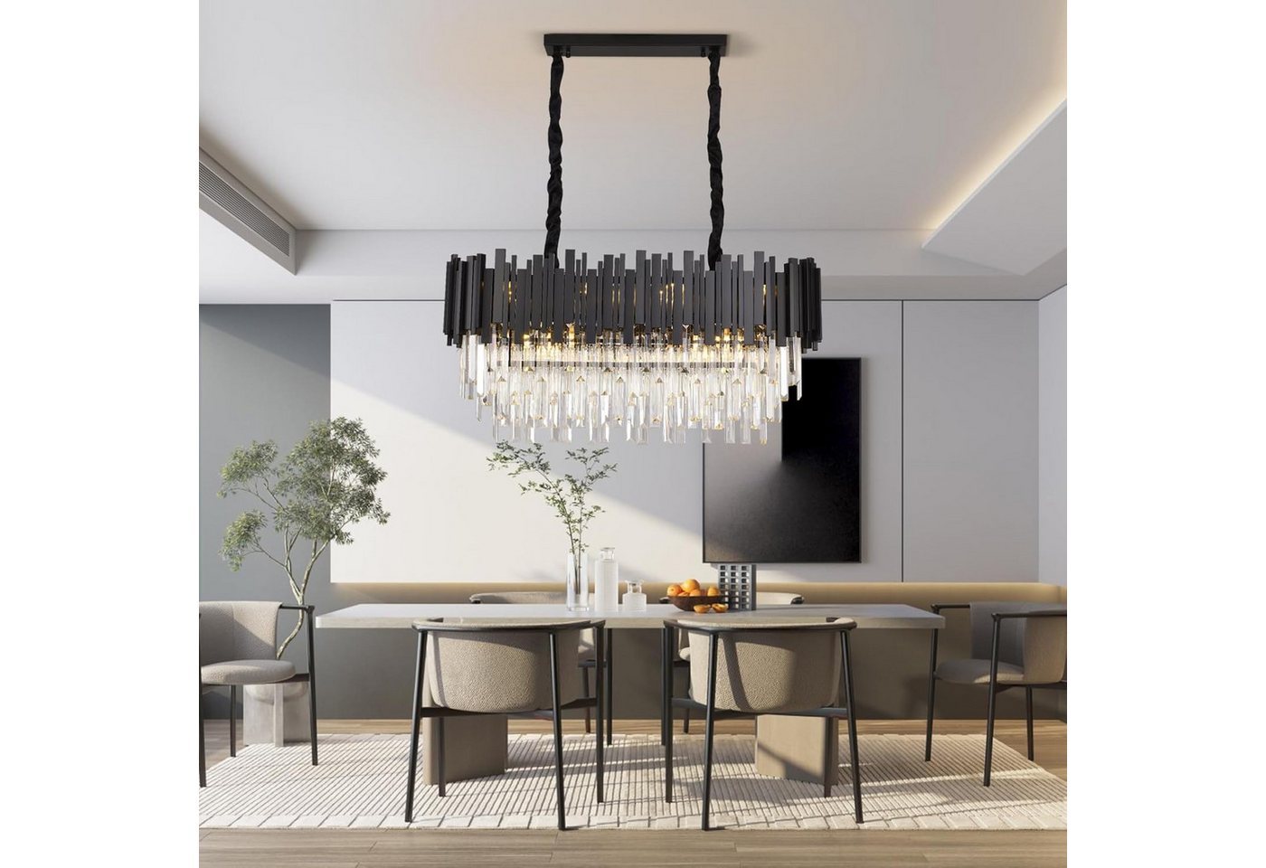 RRBEST Kronleuchter Kristall Leuchte, Kristall Deckenleuchte Silver, E14 Lichter, für Esszimmer, Küche, Wohnzimmer, Schlafzimmer, Flur, Café, Bar