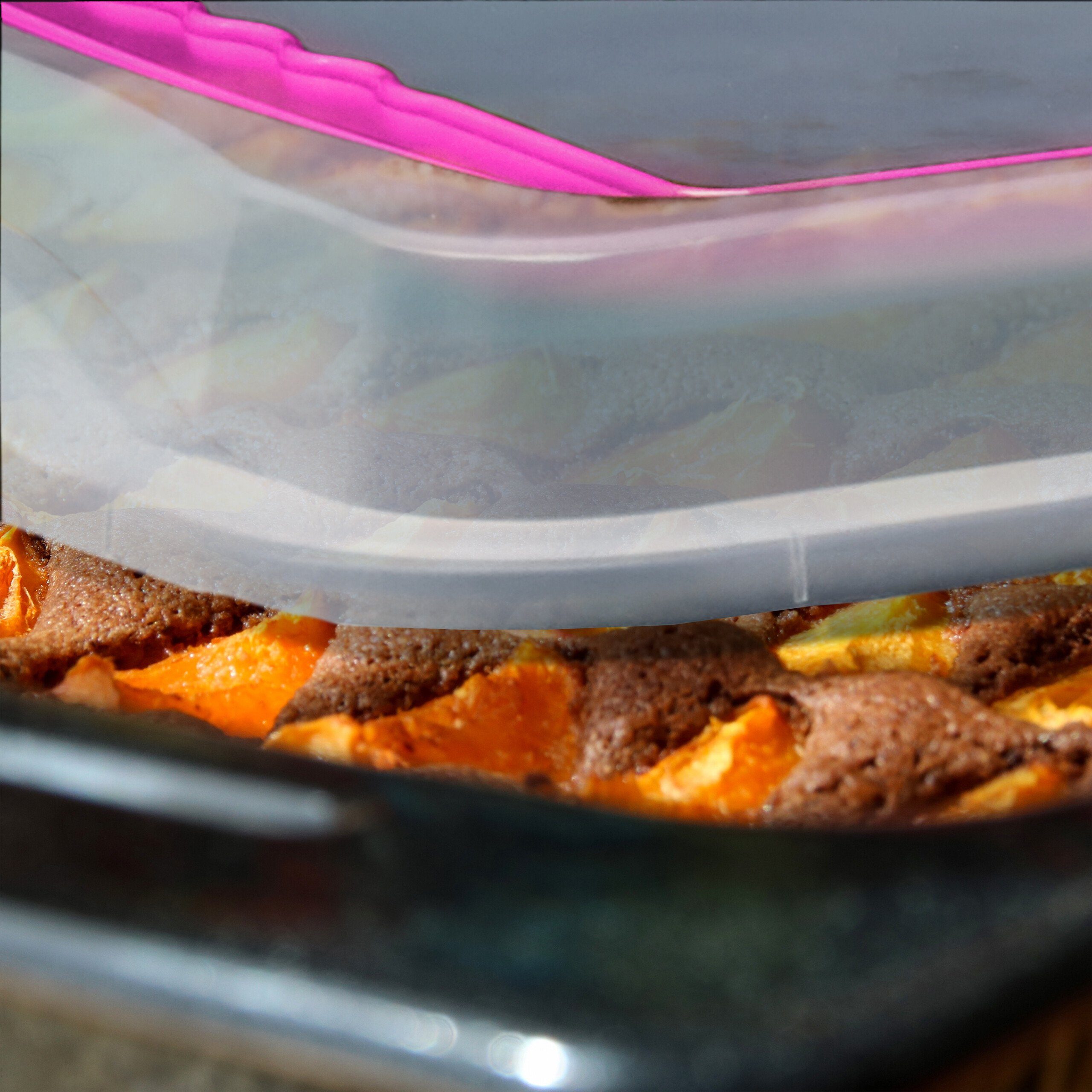 relaxdays Backblech mit Deckel, Kunststoff, Pink