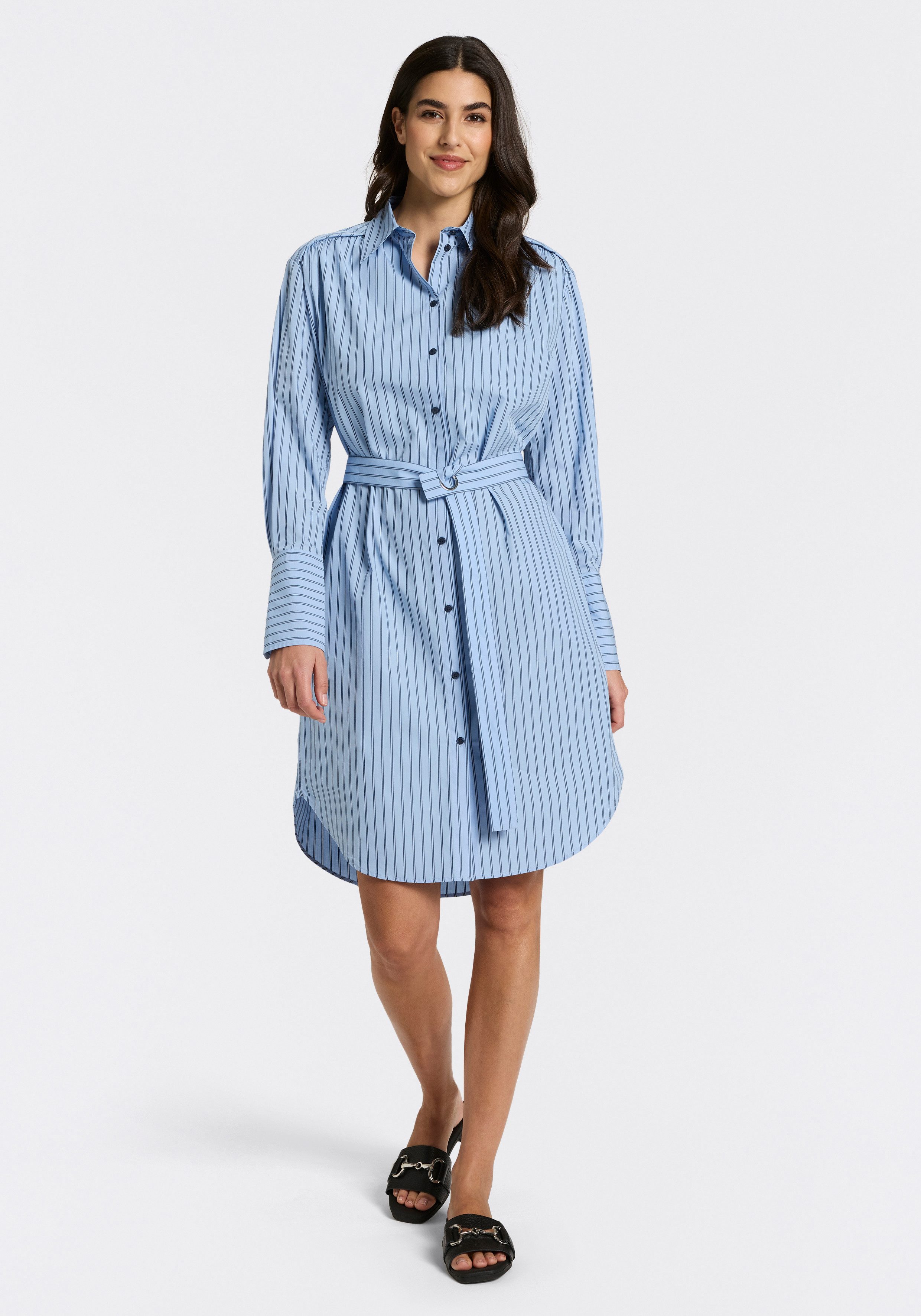 BOSS ORANGE Hemdblusenkleid Delegant Premium Damenmode mit Gürtel, Midi-Länge