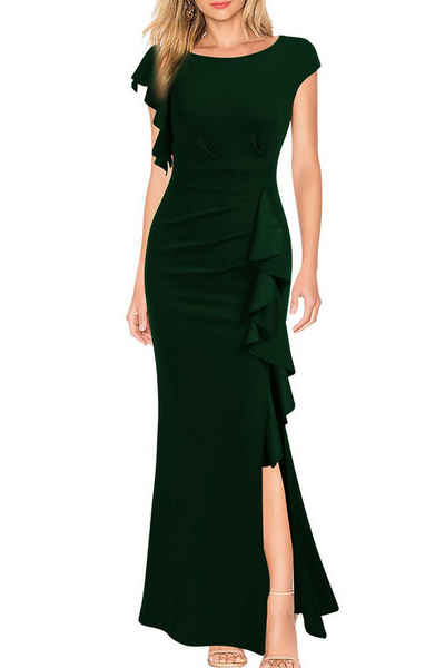 BlauWave Shaping-Kleid Cocktailkleid Damen Sexy Rüschen Side Split, (1-tlg., figurbetontes Kleid, Abend-langes Kleid) Hochwertiges Design mit fishtail-Silhouette