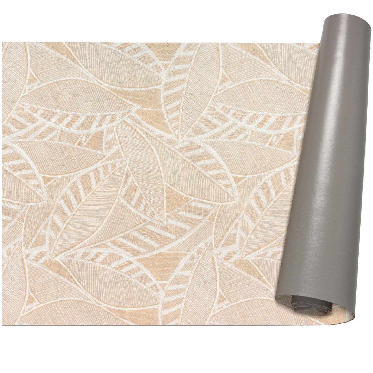 ANRO Küchenläufer abwaschbar Blätter LADY Läufer stark pflegeleicht Küchenteppich, Rechteckig, Höhe: 3 mm, robust schmutzabweisend 67x100cm Botanical Beige robust