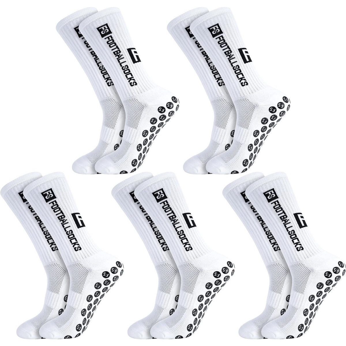 Kraftverdia Sportsocken Grip-Socken 5 Paar Anti-Rutsch Sportsocken Fußball Basketball 39-46