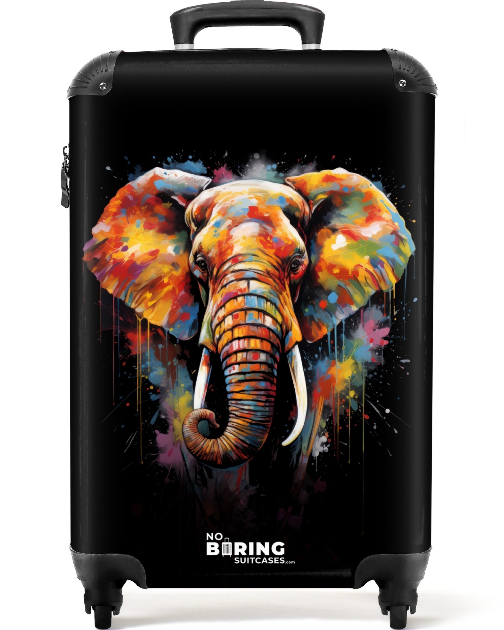 NoBoringSuitcases.com© Hartschalen-Trolley Elefant mit bunten Spritzern günstig online kaufen
