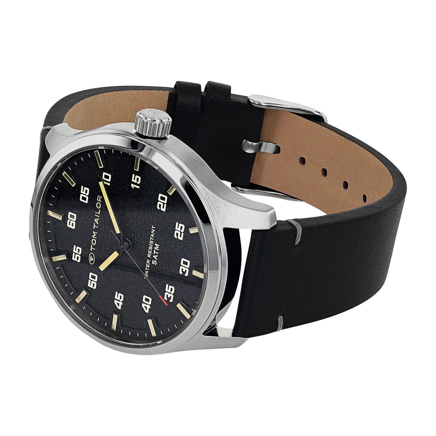 TOM TAILOR Quarzuhr 2100530, Armbanduhr, Herrenuhr, Lederarmband, analog