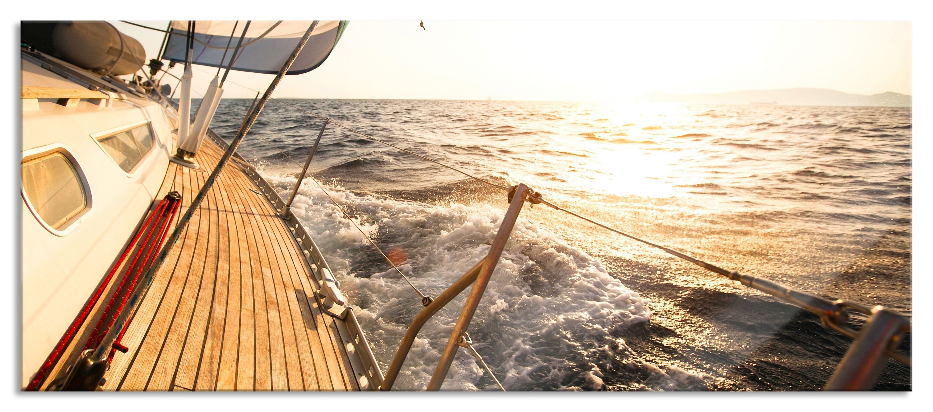 im Echtglas, Meer und Meer, Abstandshalter Glasbild (1 Aufhängungen St), Segelboot aus inkl. Pixxprint Glasbild Segelboot im