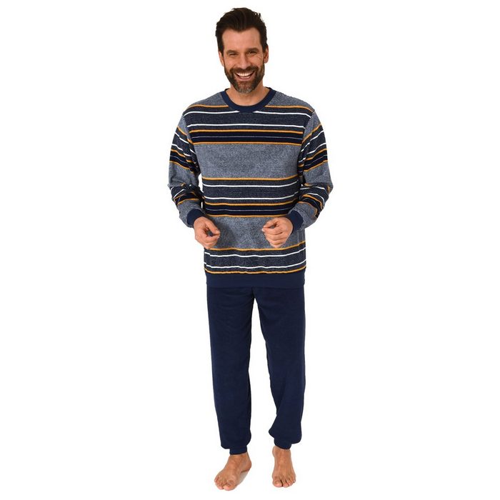 Normann Pyjama Herren Schlafanzug mit Bündchen in Frottee Qualität - auch in Übergrößen - Streifenoptik