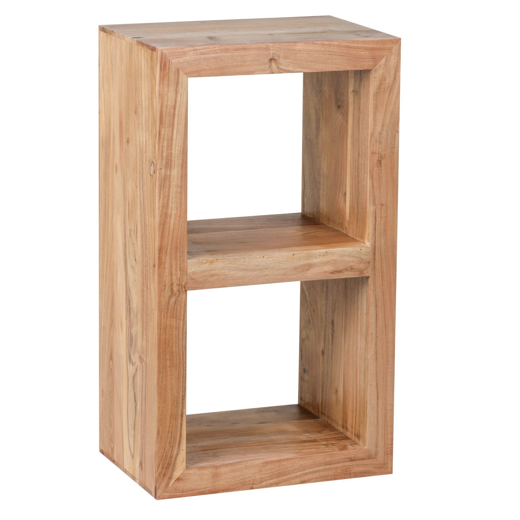KADIMA DESIGN Standregal Standregal MUMBAI Massivholz Akazie 88 cm hoch 2 Böden Design, Holz-Regal Naturprodukt Beistelltisch Landhaus-Stil