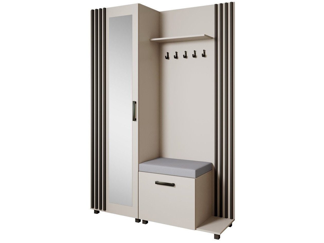 Beautysofa Garderoben-Set Livia – Design, Funktion und Ordnung in Perfektion, (Geräumiger Schuhschrank, mit praktischer Kleiderstange)