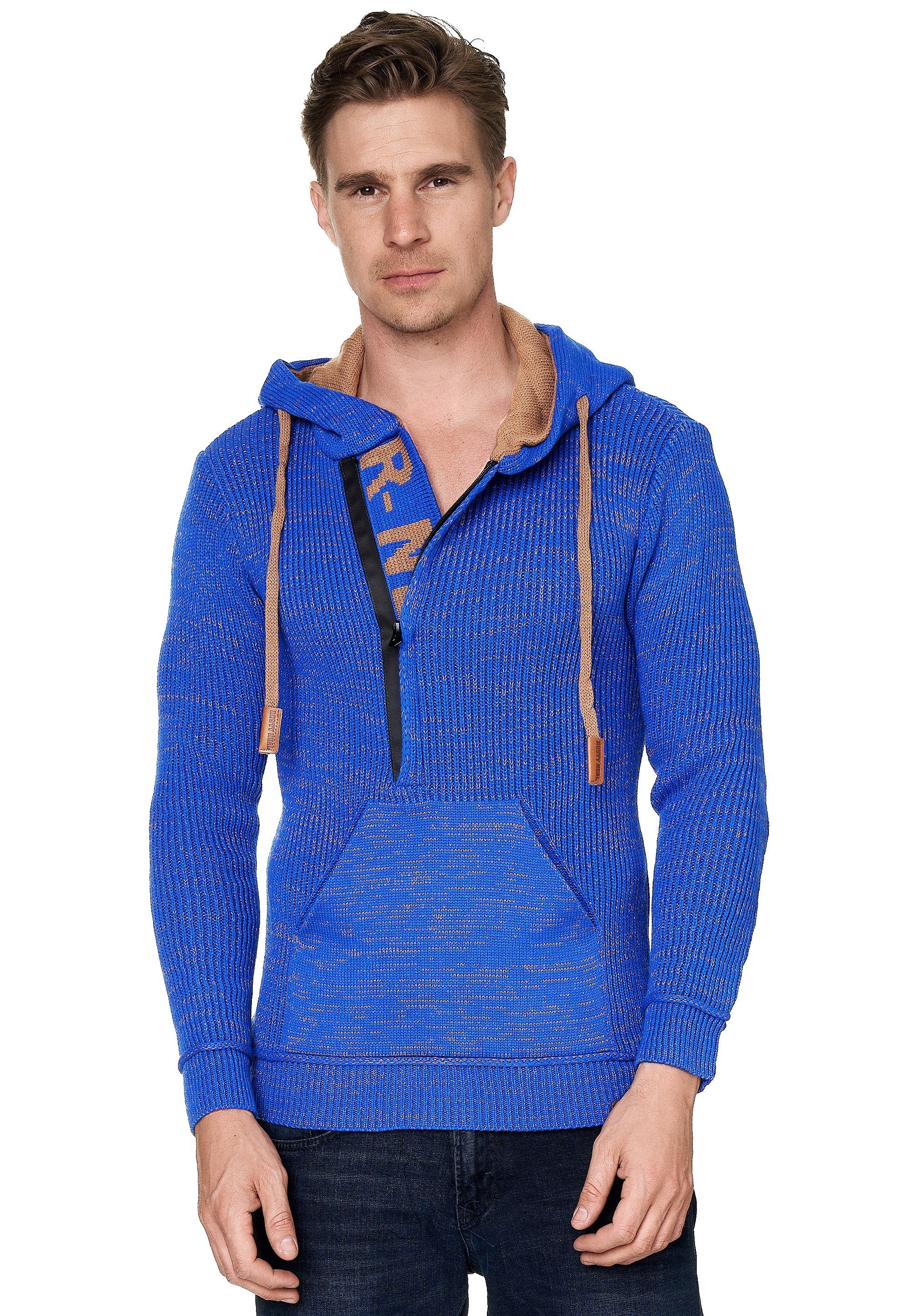 mit Rusty blau-braun stylischem Ausschnitt Kapuzensweatshirt Neal