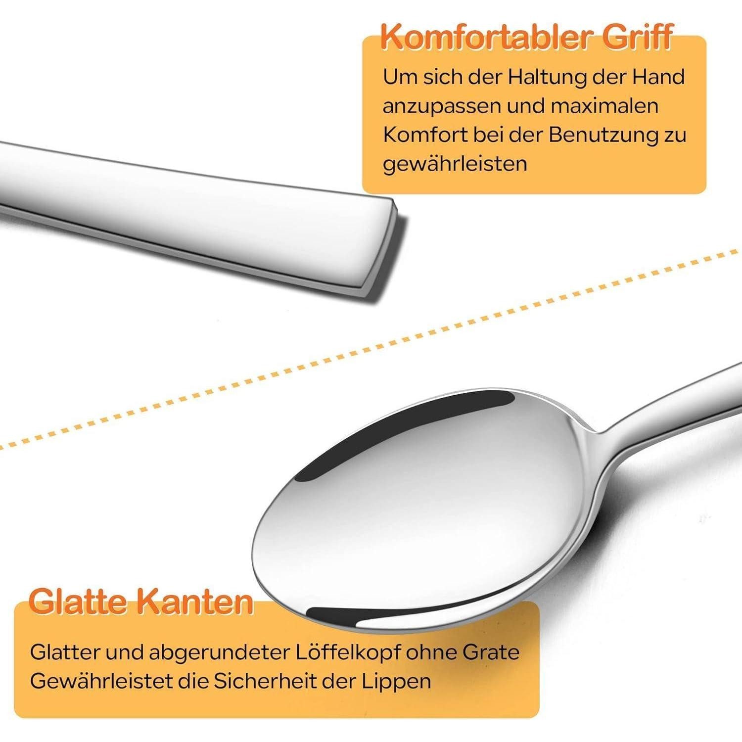 LuxusKollektion Esslöffel Löffel 12er Set Edelstahl Esslöffel Quadratischer Griff