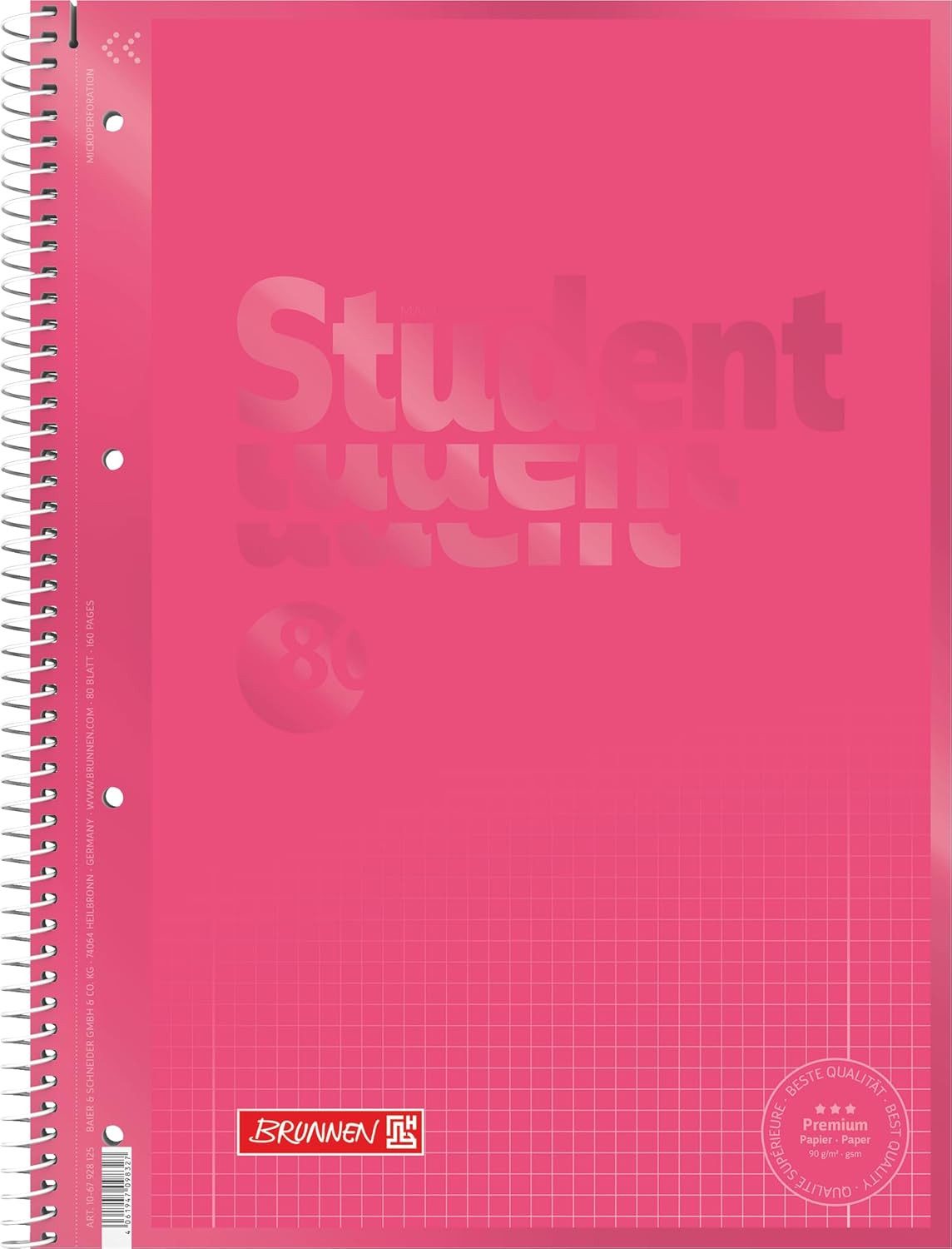 BRUNNEN Collegeblock BRUNNEN Premium Collegeblock A4 - Tulip Magenta mit Matt-Glanz-Effekt