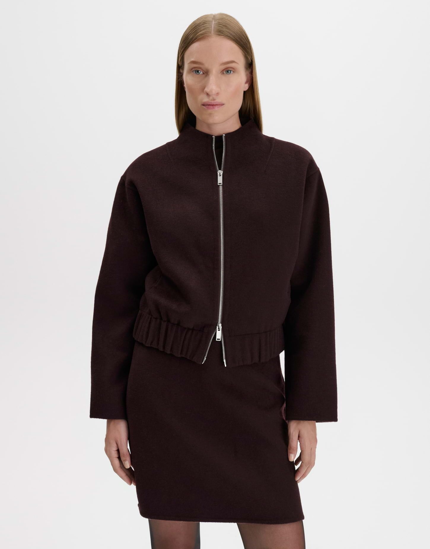someday Wolljacke Noeli aus weichem Doubleface-Wollmix Verkürzte Form mit Stehkragen und Raglanärmeln