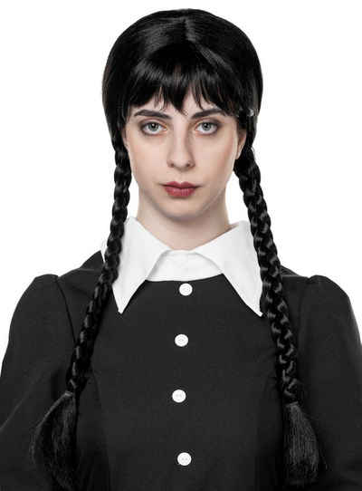 Metamorph Kostüm-Perücke Goth Girl Perücke fü Erwachsene Halloween Karneval, Nichts für Normies: schwarze Langhaarperücke für Schulmädchen