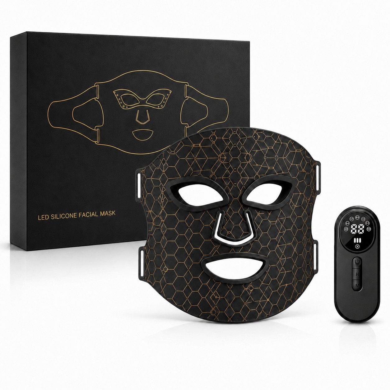 Forrlite Dermaroller Kosmetikbehandlungsgerät 8-Farben-LED-Maskengerät, mit Rotlichttherapie Mikrodermabrasionsgerät LED Mask, Lichttherapie Maske mit 352 LEDs, Für das Gesicht kabelloses LED-Gesichtsmaske, Hautpflege für Zuhause