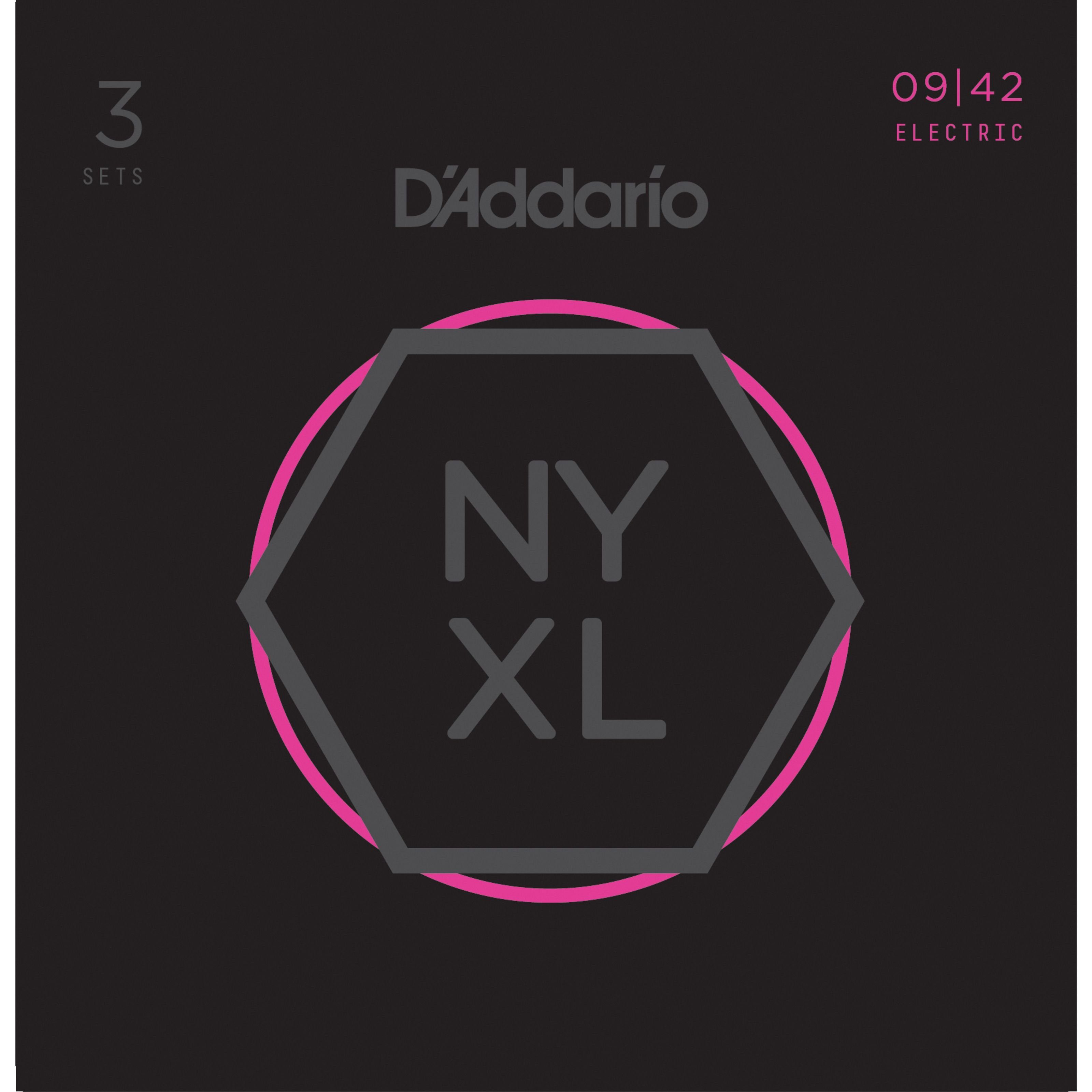 Daddario Saiten, (NYXL0942-3P 09-42 Carbon Steel Alloy - 3er Set), NYXL0942-3P 09-42 Carbon Steel Alloy - 3er Set - E-Gitarrensaiten