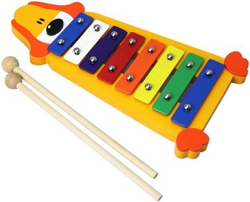 Clifton Spielzeug-Musikinstrument Metallophon Hund, mit 8 Tönen und Kinderlieder CD, Karaoke CD mit Heft