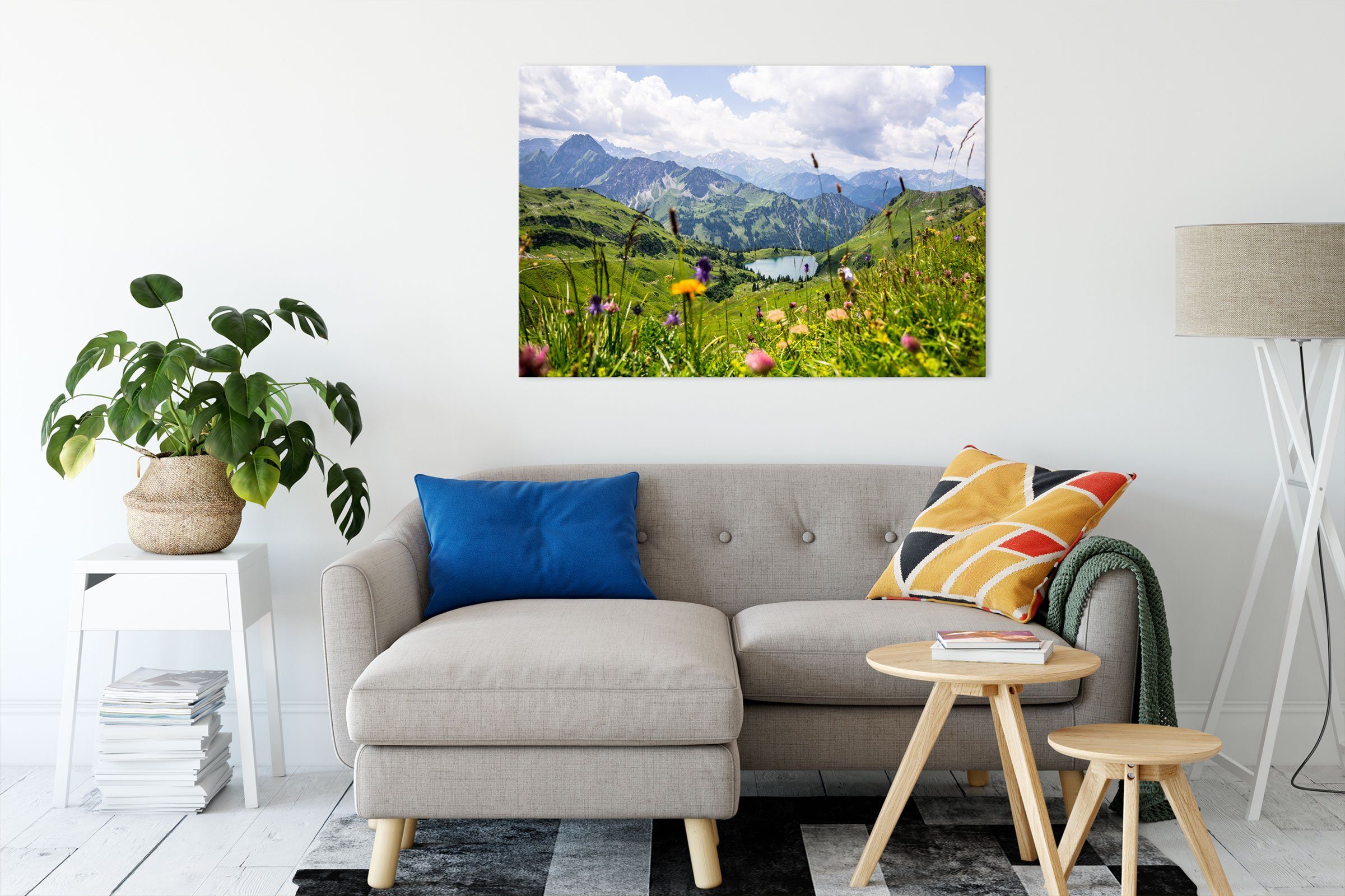 Pixxprint Leinwandbild Wiesenblumen in den Bergen, günstig online kaufen