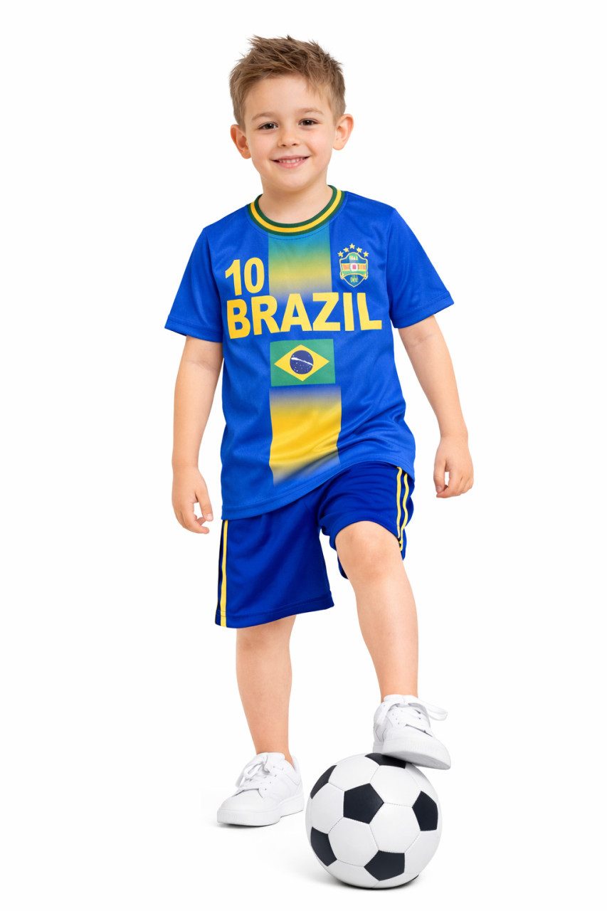 Fußballtrikot Fussball Fan Set Brasilien, Brazil, Trikot + Shorts, JS293e