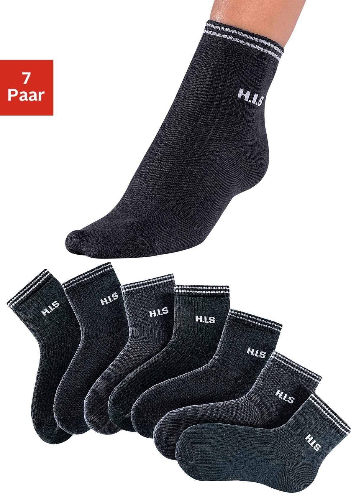 H.I.S Kurzsocken schwarz (Set, Vollfrottee mit 7-Paar)