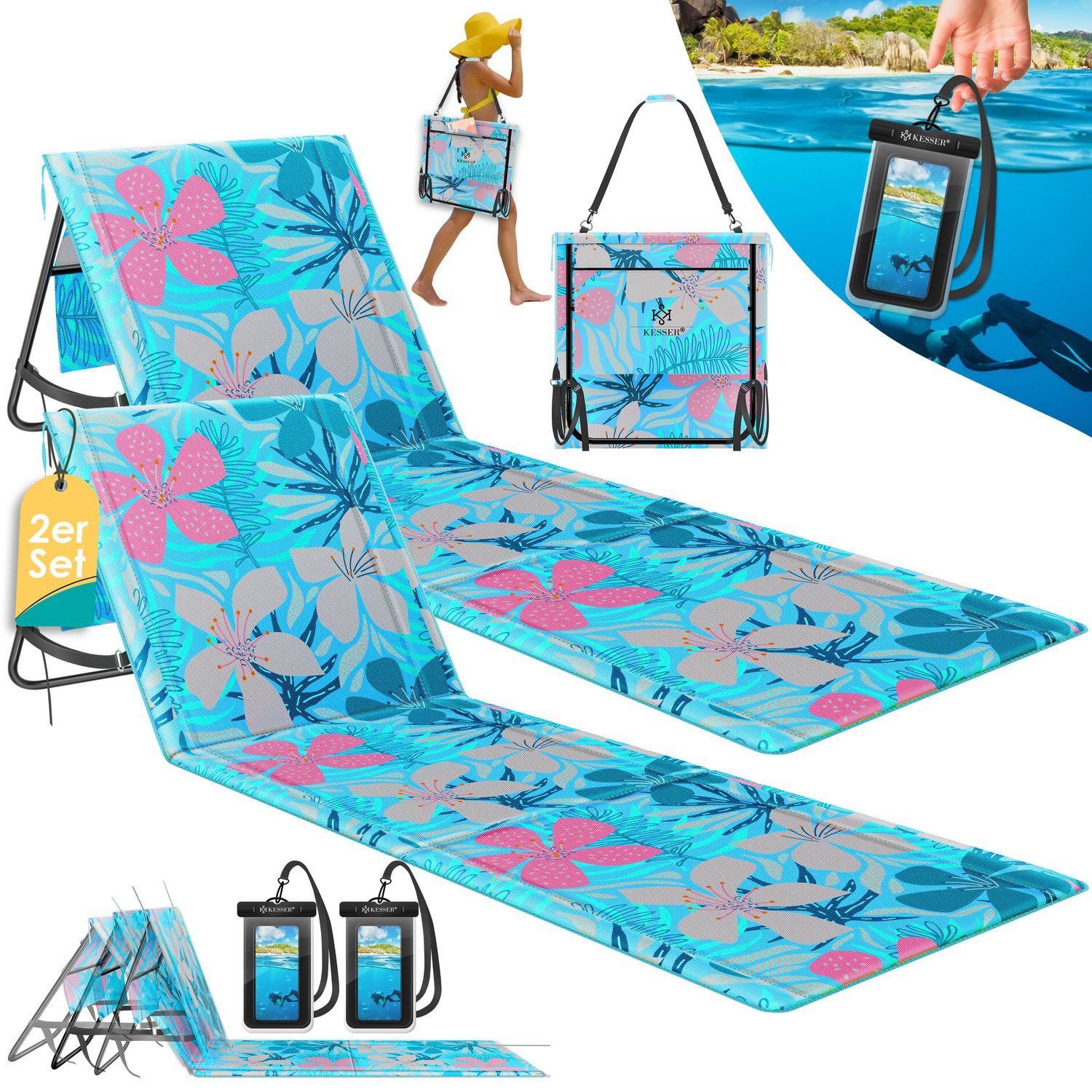 KESSER Gartenliege Strandmatte klappbar mit verstellbarer Rückenlehne max. günstig online kaufen