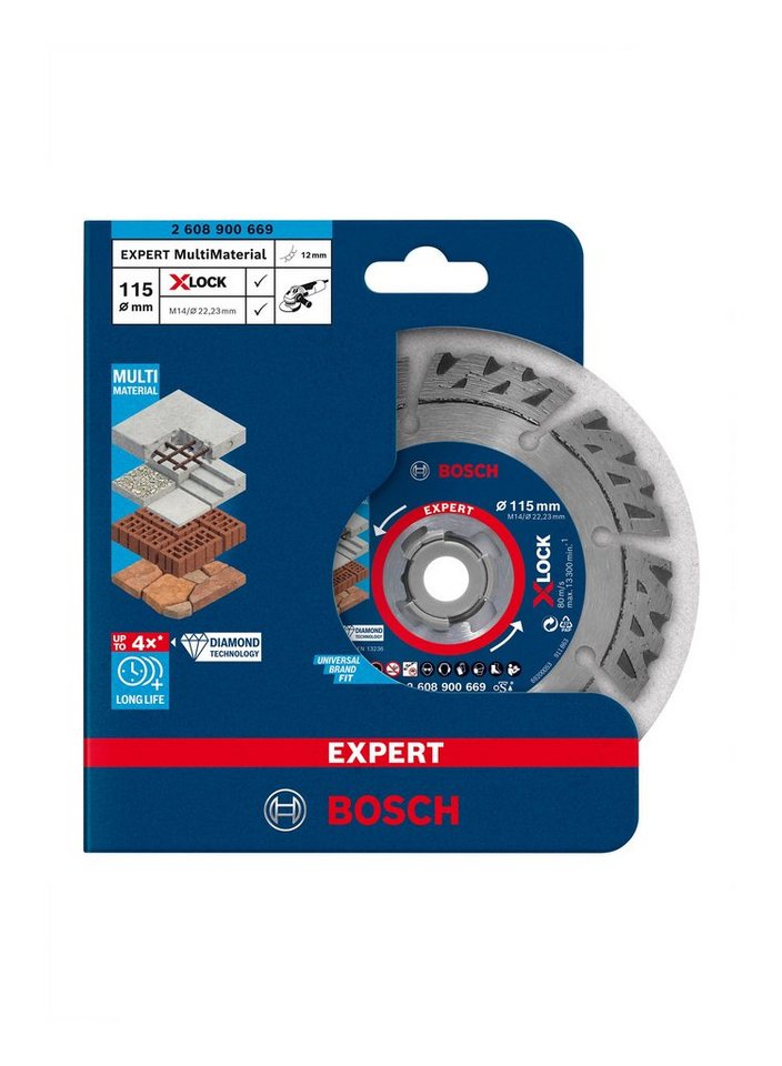 Thumbnail - BOSCH Trennscheibe Expert MultiMaterial X-LOCK, Ø 115 mm, Diamanttrennscheiben, 115 x 22,23 x 2,4 x 12 mm