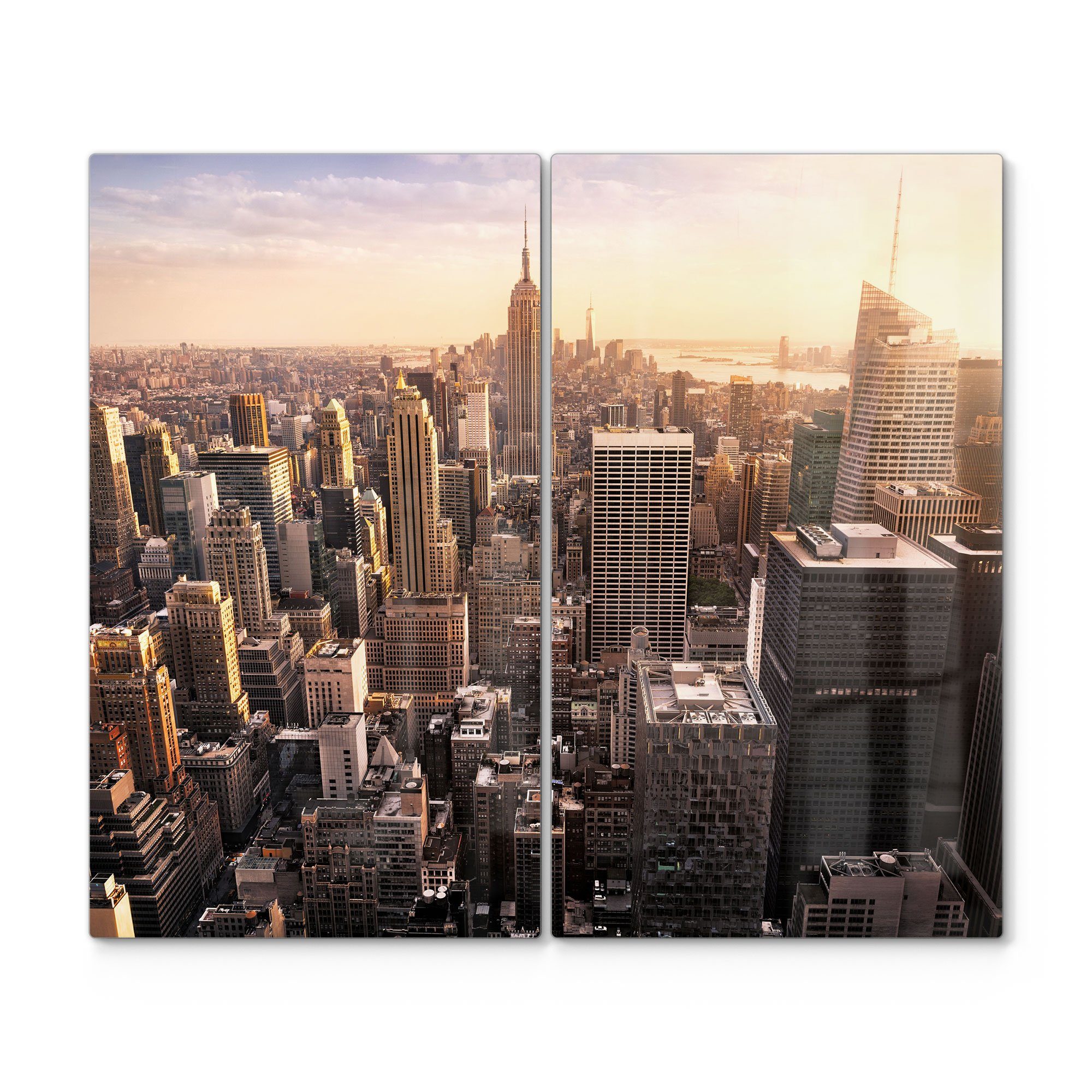 DEQORI Herdblende-/Abdeckplatte 'New York City Skyline', Glas, (2 tlg), Glas Herdabdeckplatte Ceranfeld Herd