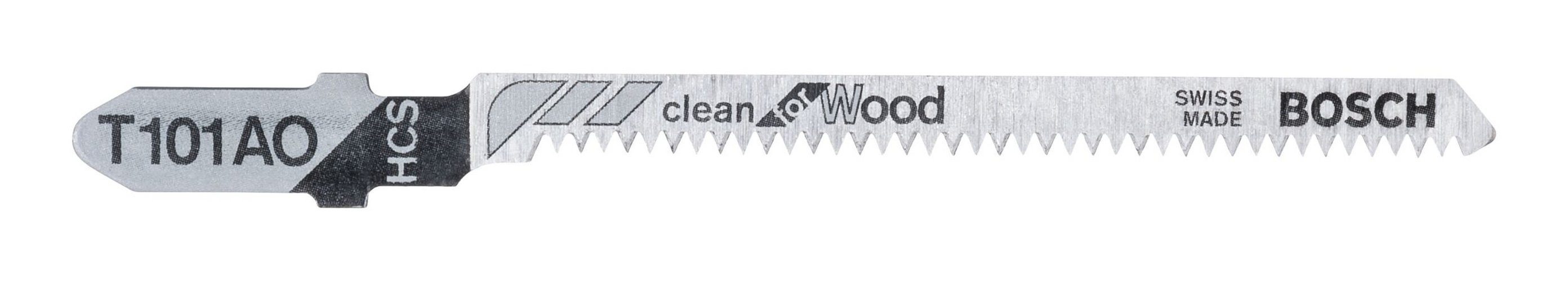 BOSCH Stichsägeblatt (3 Stück), T 101 AO Clean for Wood - 3er-Pack