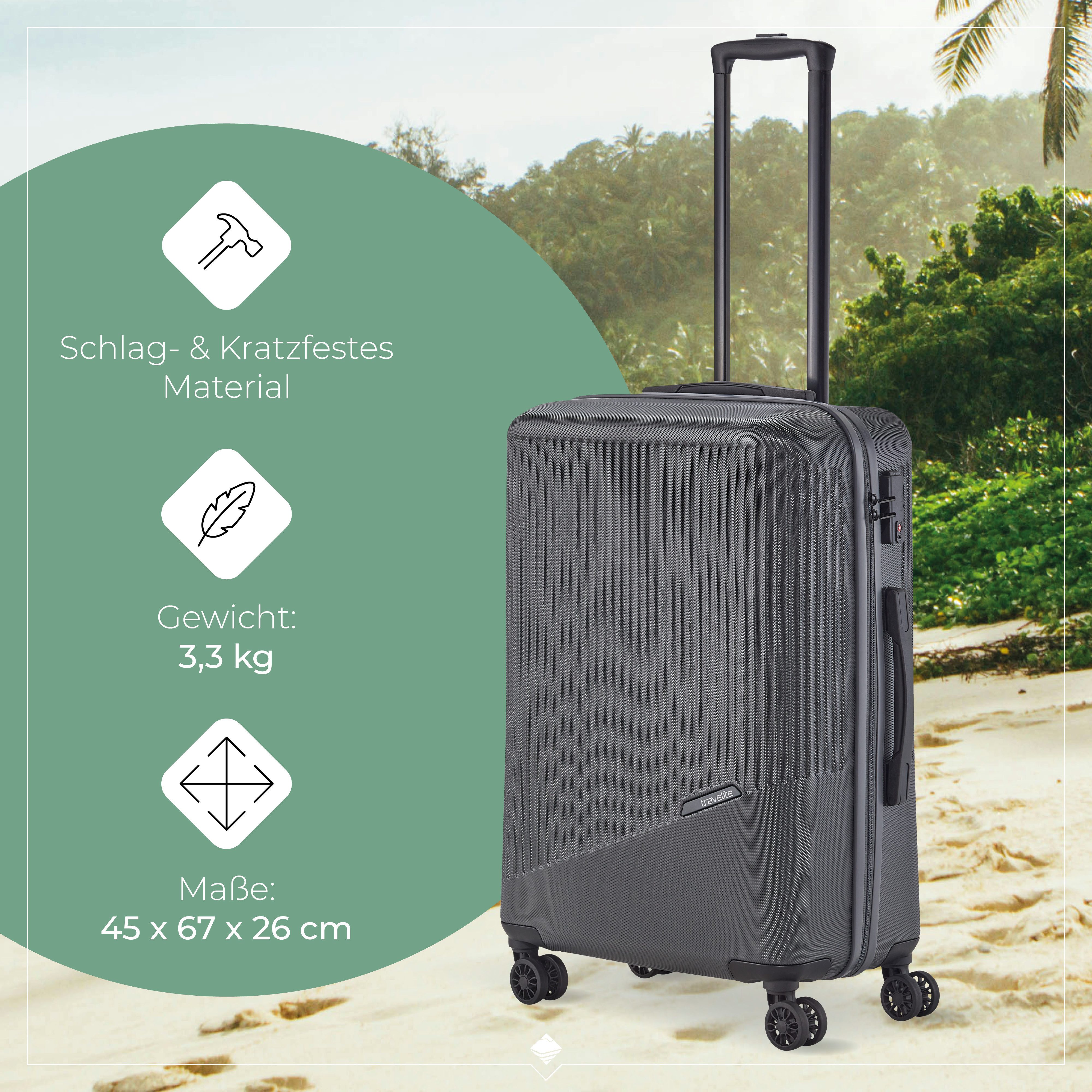 travelite Hartschalen-Trolley BALI Reisekoffer Hartschale, 4 Rollen, TSA-Schloss – robustes Reisegepäck