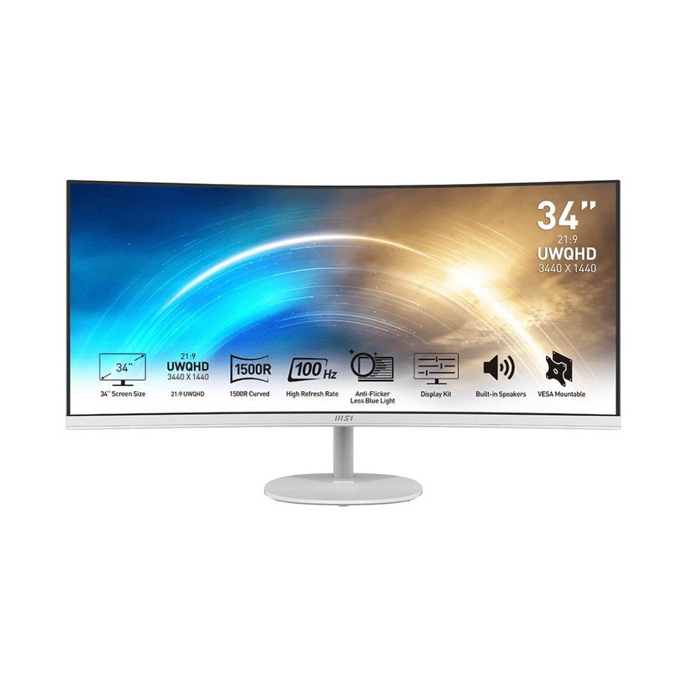 MSI MSI PRO MP341CQWDE 34" Curved TFT-Monitor für Profis. Curved-Gaming-LED-Monitor (3440 x 1440 px, 1.0 ms Reaktionszeit, Curved)