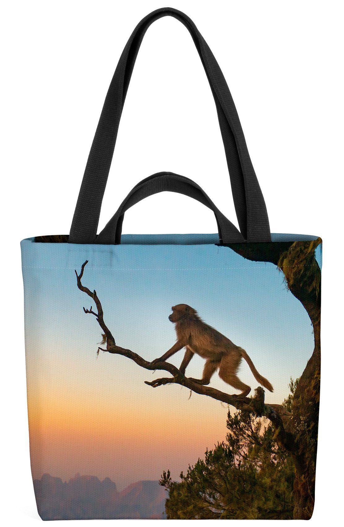 VOID Henkeltasche (1-tlg), Pavian Affe Afrika Landschaft Dschungel Urwald Tiere Zoo Äffchen Safa